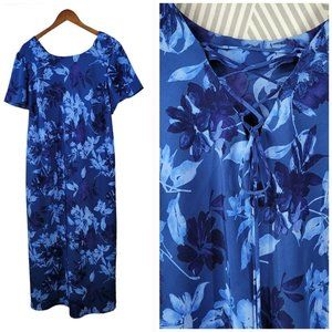 Vtg 90s Slip Dress Plus size 20/22W Cottagecore alt maxi long Floral Lace Back